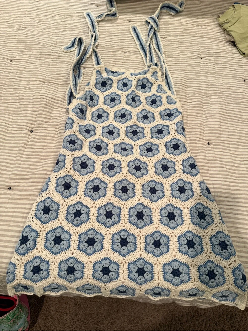 Show Me your Mumu Crochet Blue Halter Mini Dress EUC - Picture 7 of 7